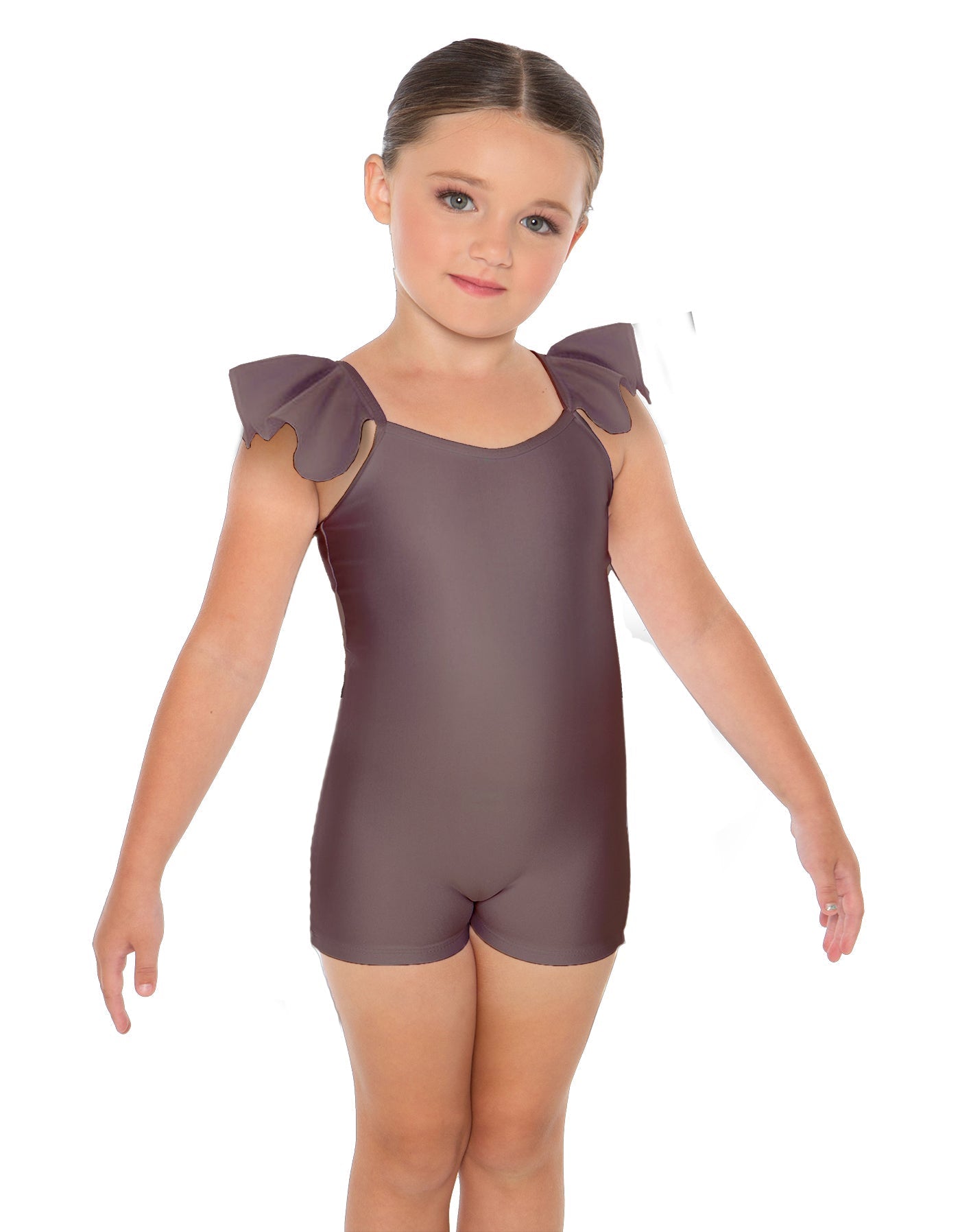 Solid Lycra Camisole Flutter Sleeve Biketard