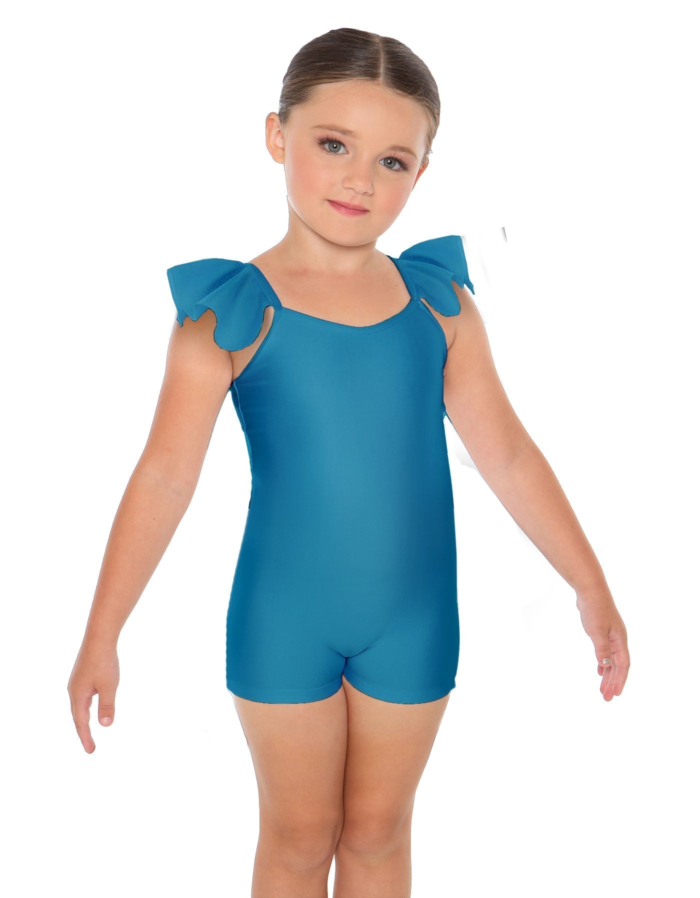 Solid Lycra Camisole Flutter Sleeve Biketard