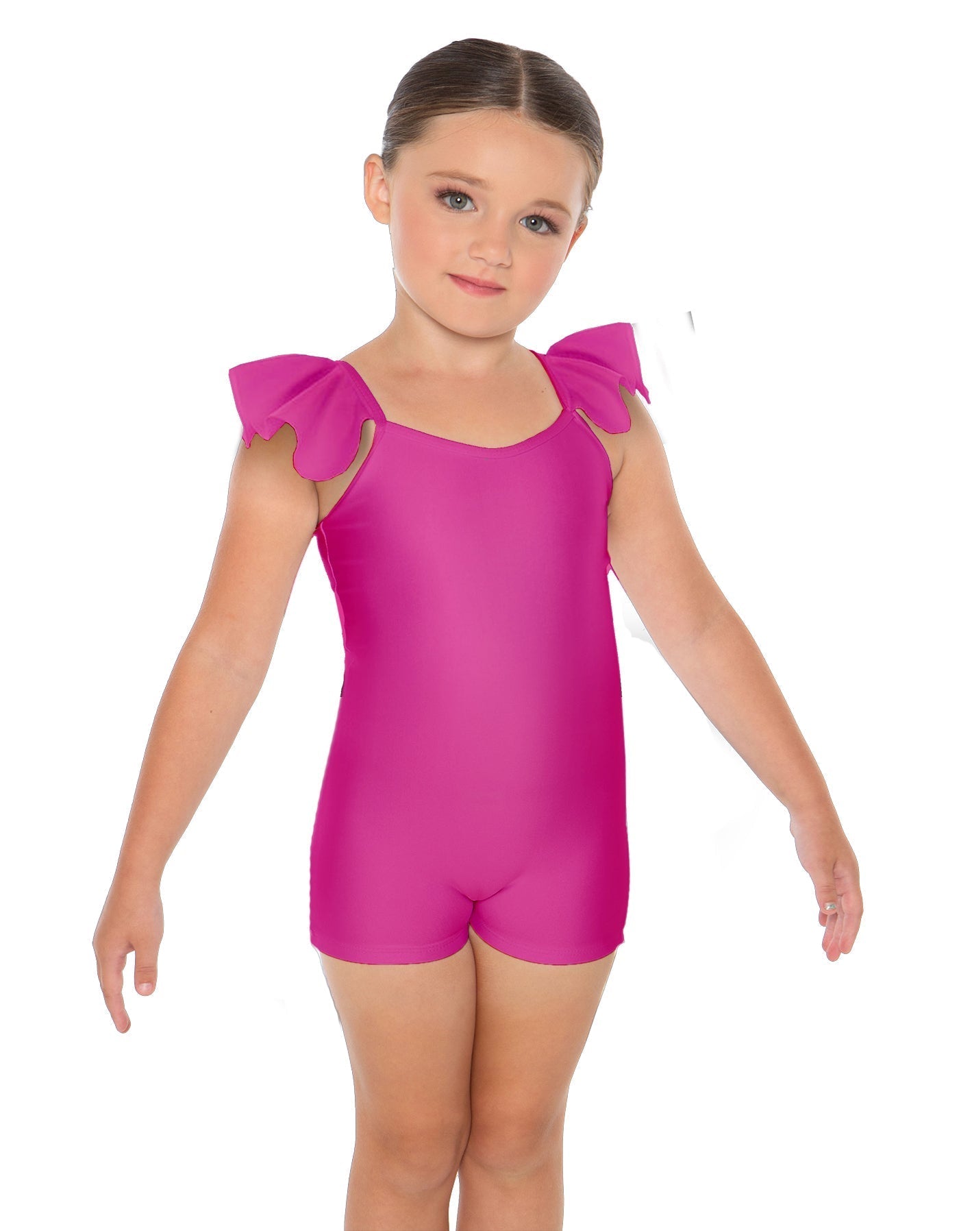 Solid Lycra Camisole Flutter Sleeve Biketard
