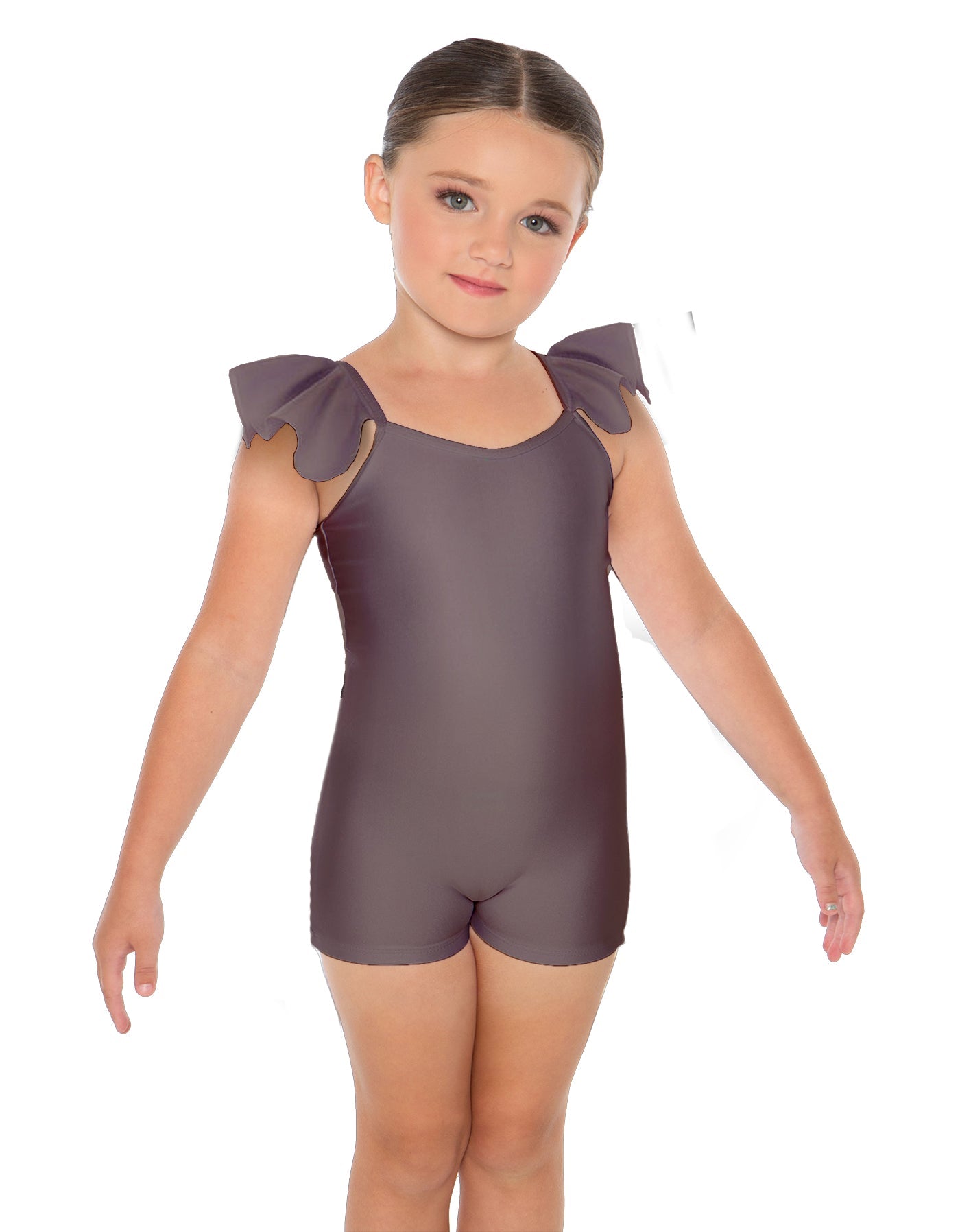 Solid Lycra Camisole Flutter Sleeve Biketard