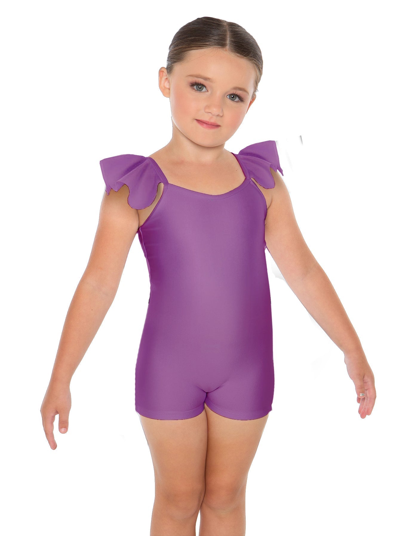 Solid Lycra Camisole Flutter Sleeve Biketard