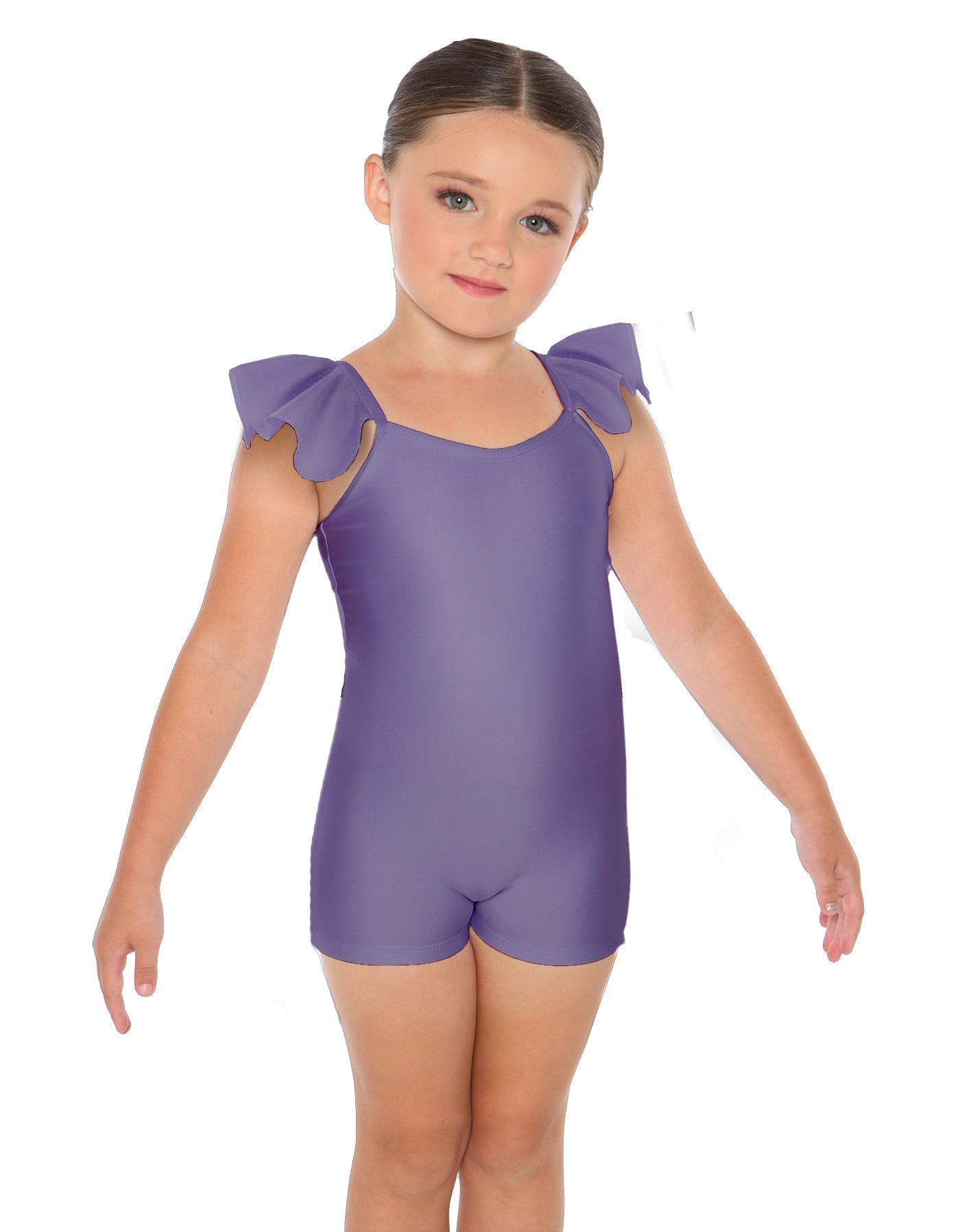 Solid Lycra Camisole Flutter Sleeve Biketard