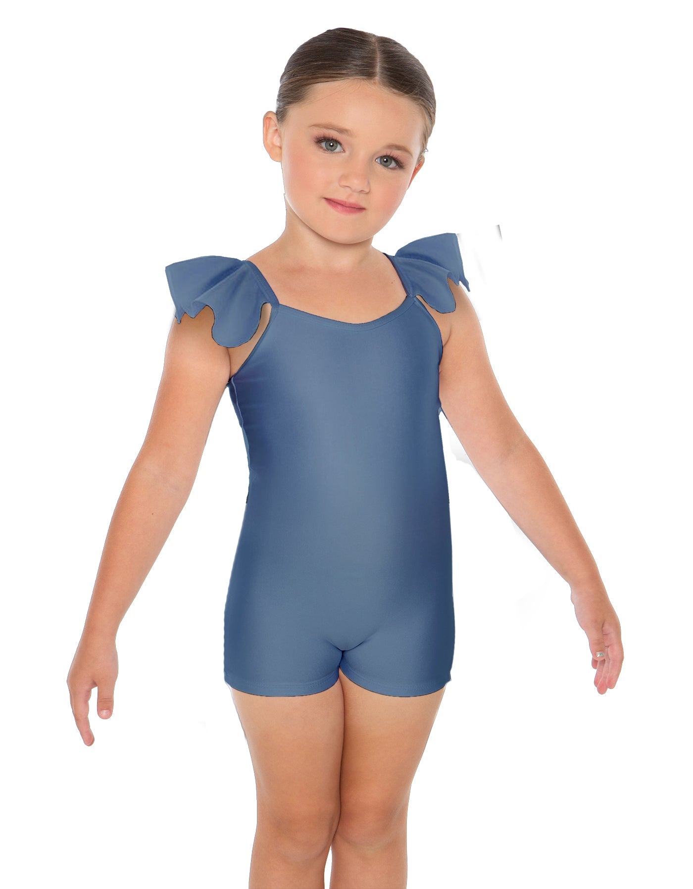 Solid Lycra Camisole Flutter Sleeve Biketard