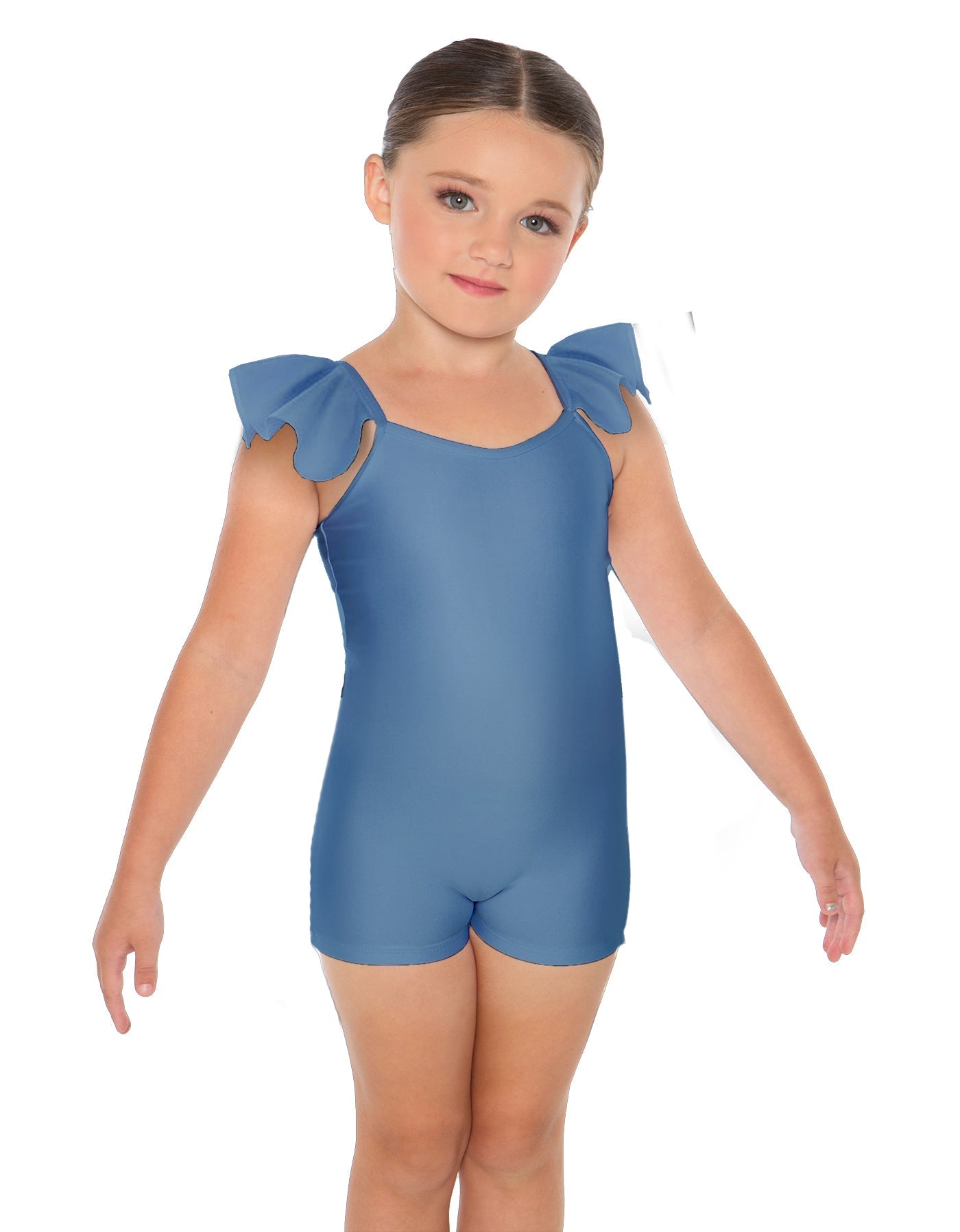 Solid Lycra Camisole Flutter Sleeve Biketard