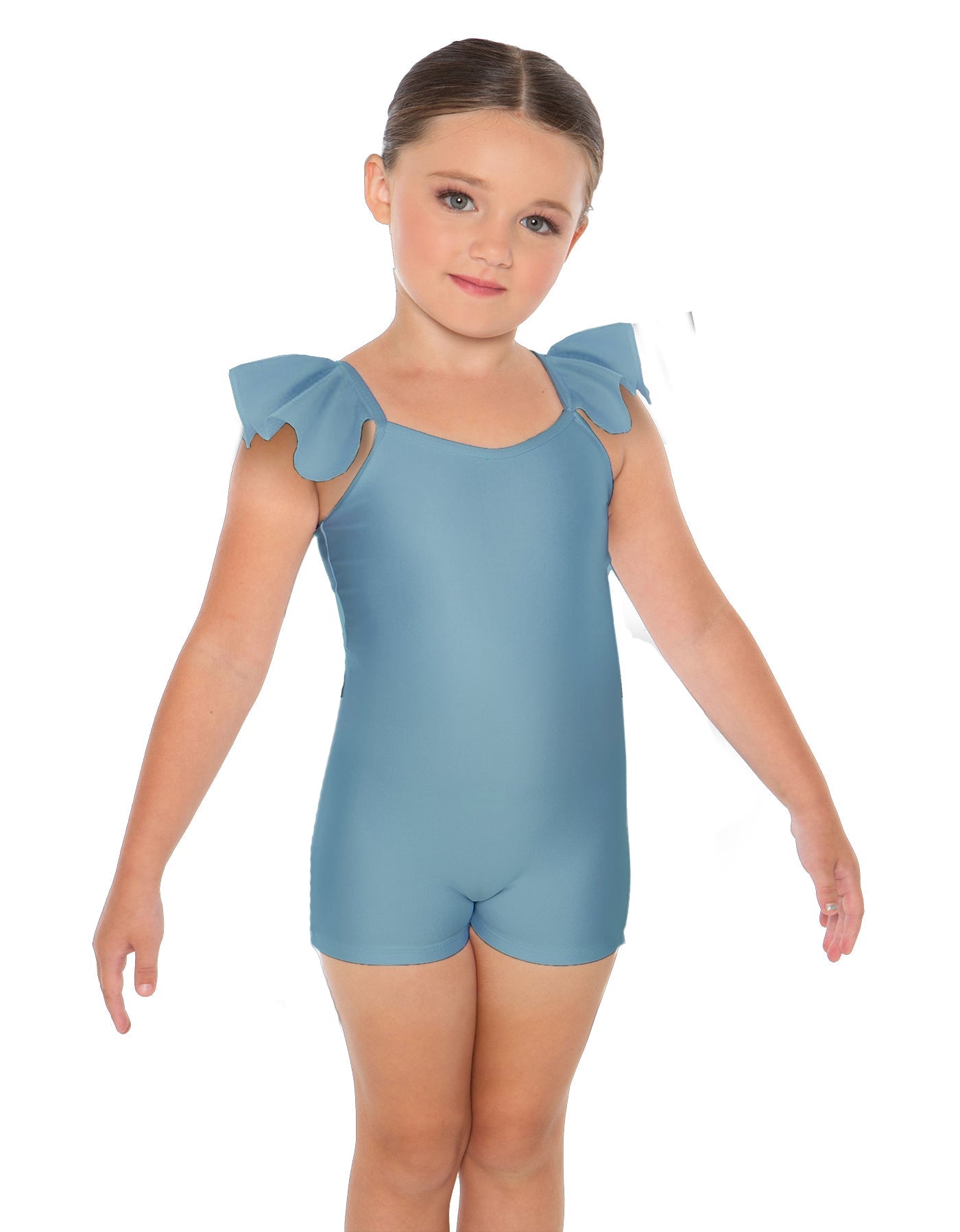 Solid Lycra Camisole Flutter Sleeve Biketard