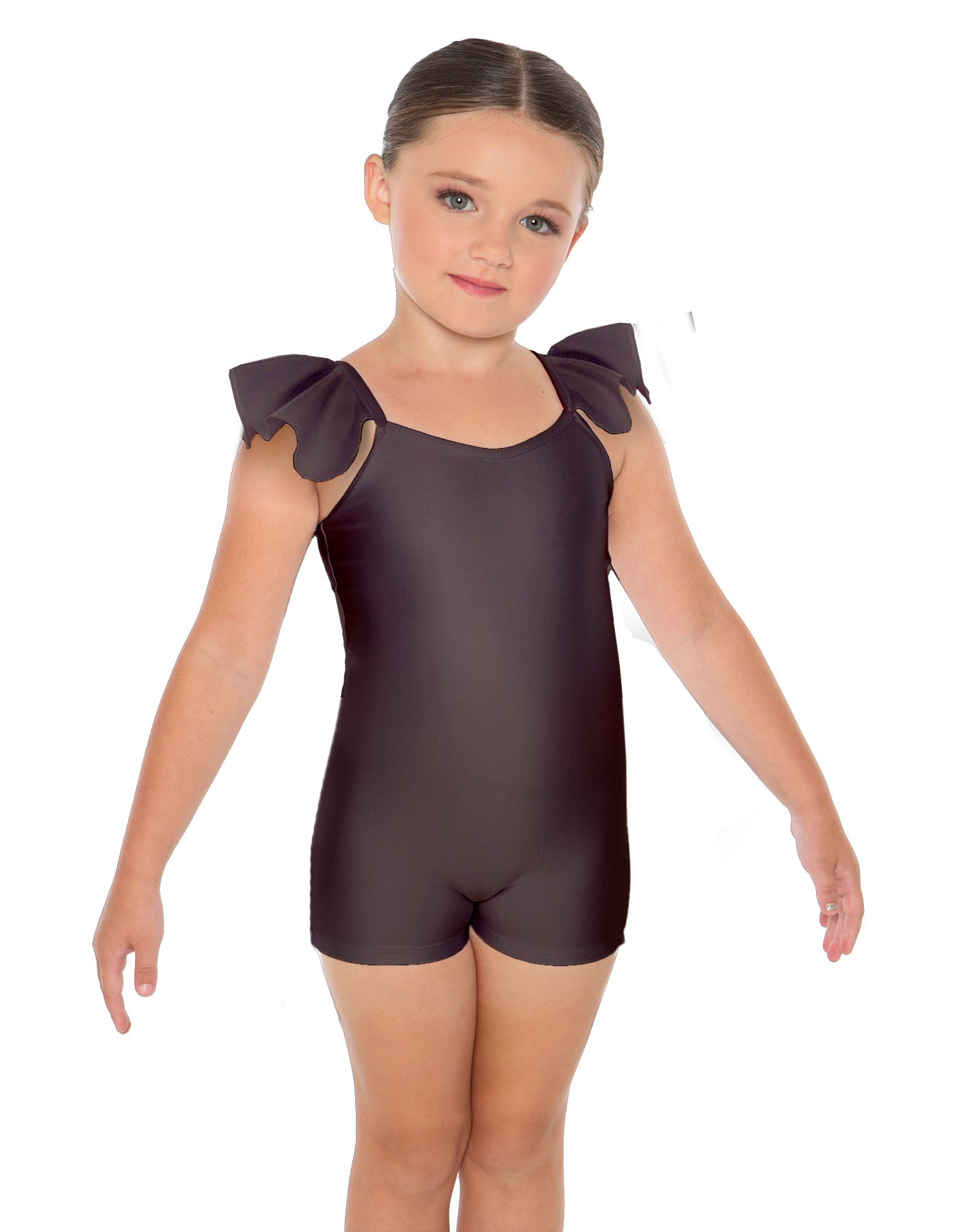 Solid Lycra Camisole Flutter Sleeve Biketard