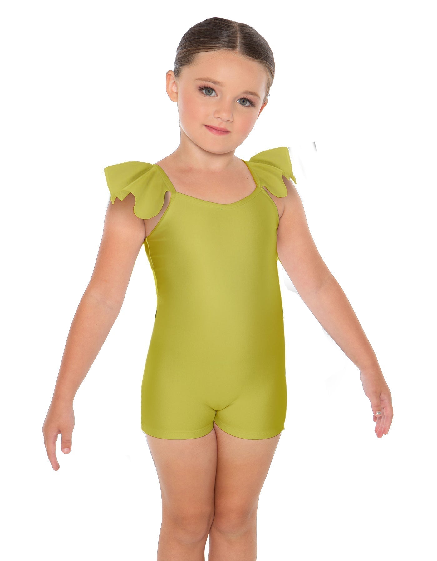 Solid Lycra Camisole Flutter Sleeve Biketard