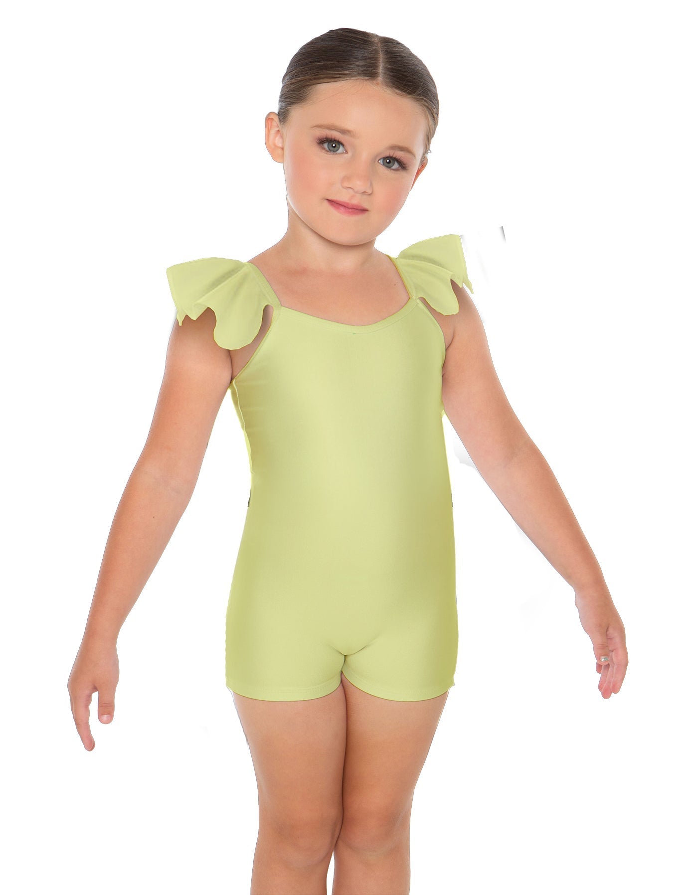 Solid Lycra Camisole Flutter Sleeve Biketard