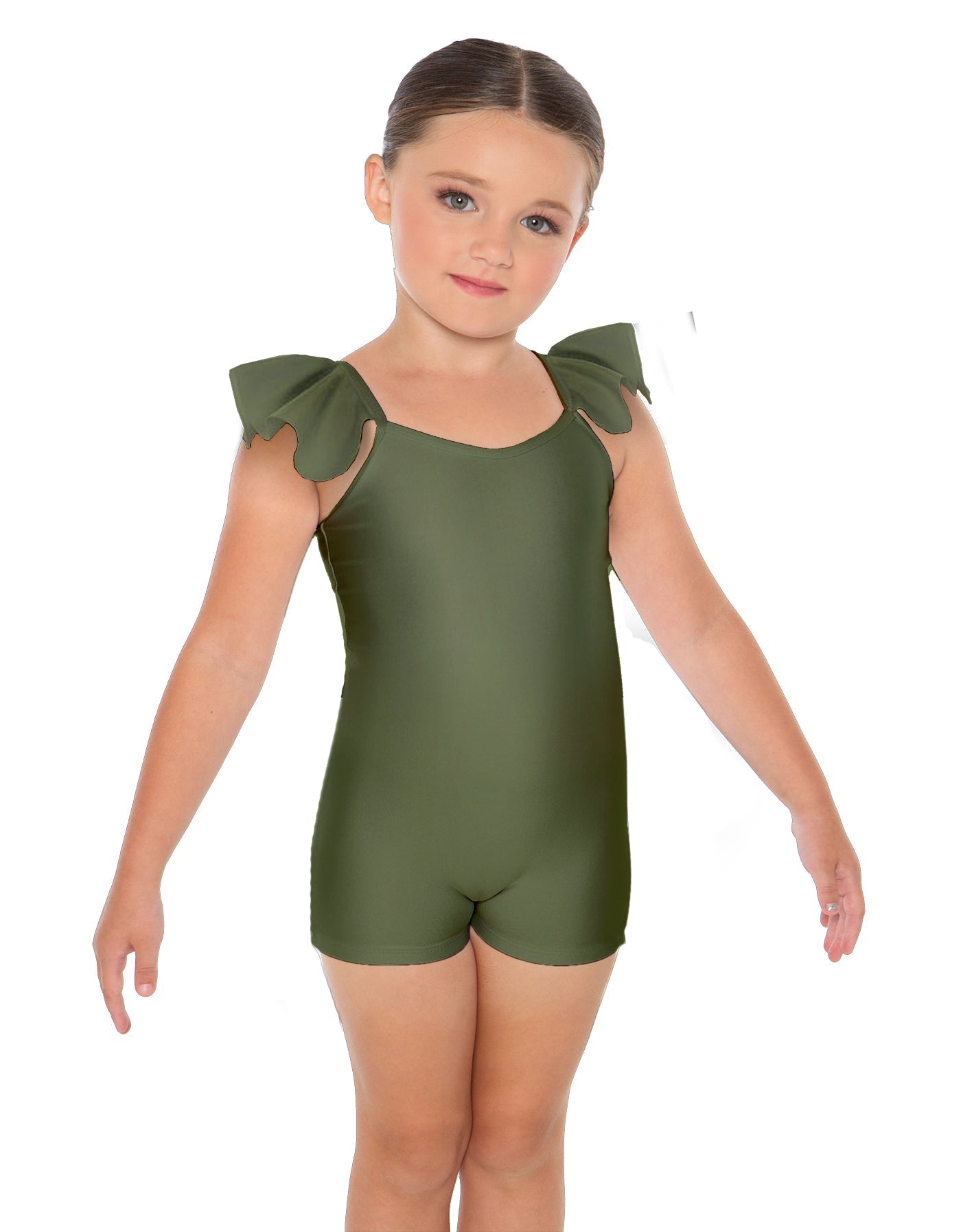 Solid Lycra Camisole Flutter Sleeve Biketard