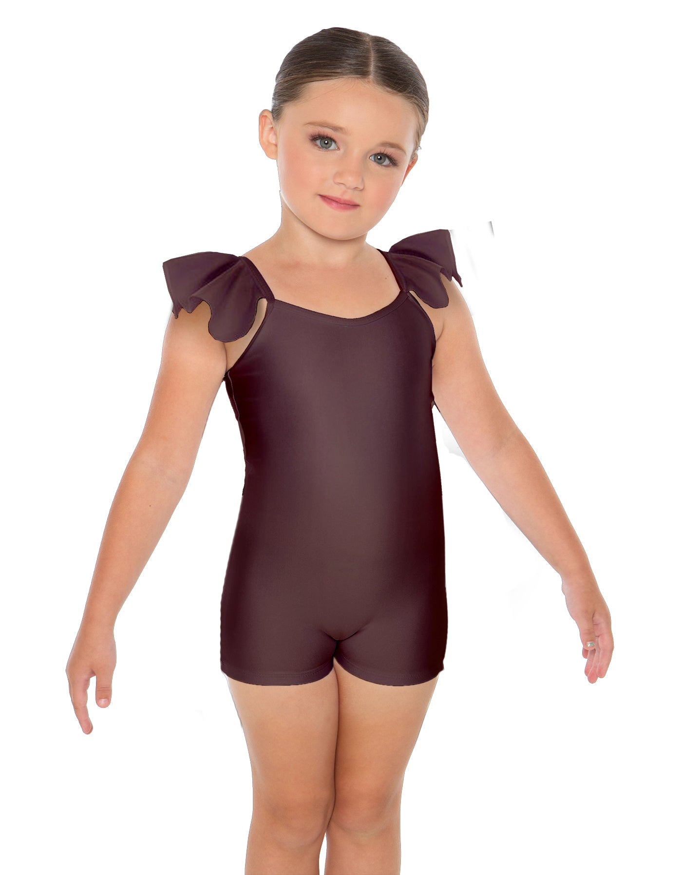 Solid Lycra Camisole Flutter Sleeve Biketard