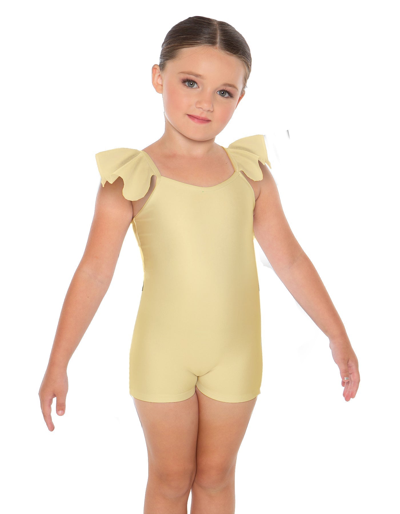 Solid Lycra Camisole Flutter Sleeve Biketard