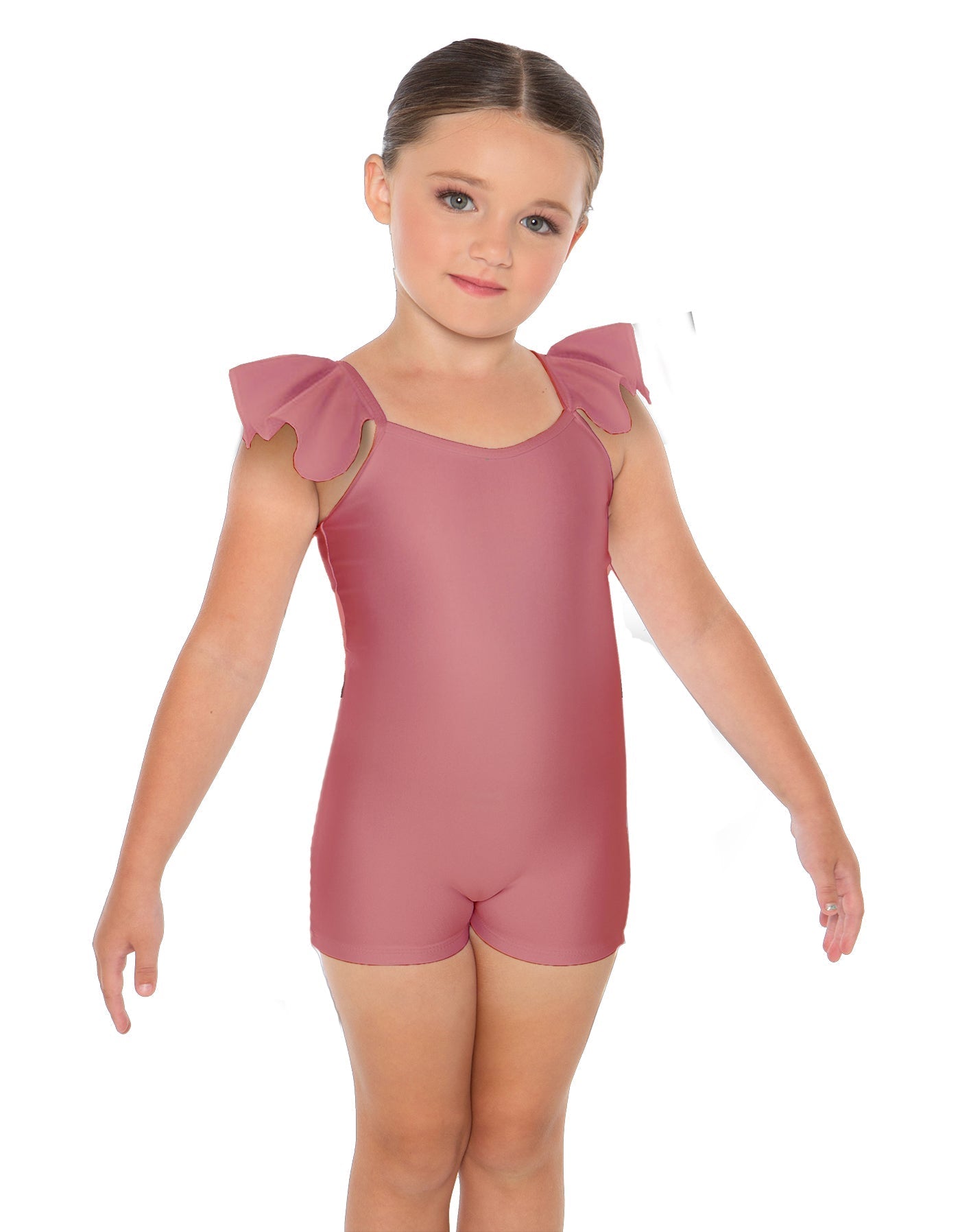 Solid Lycra Camisole Flutter Sleeve Biketard