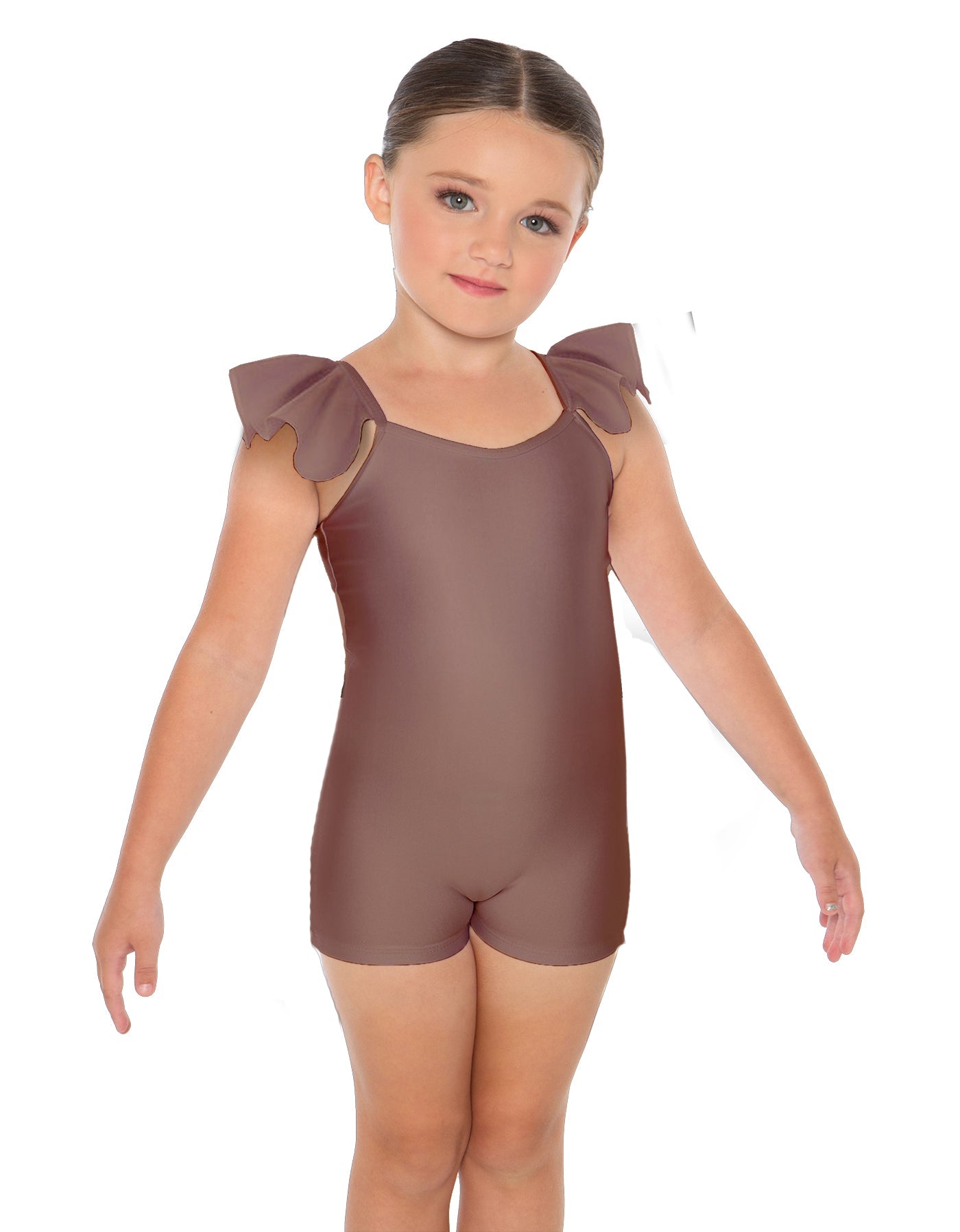 Solid Lycra Camisole Flutter Sleeve Biketard