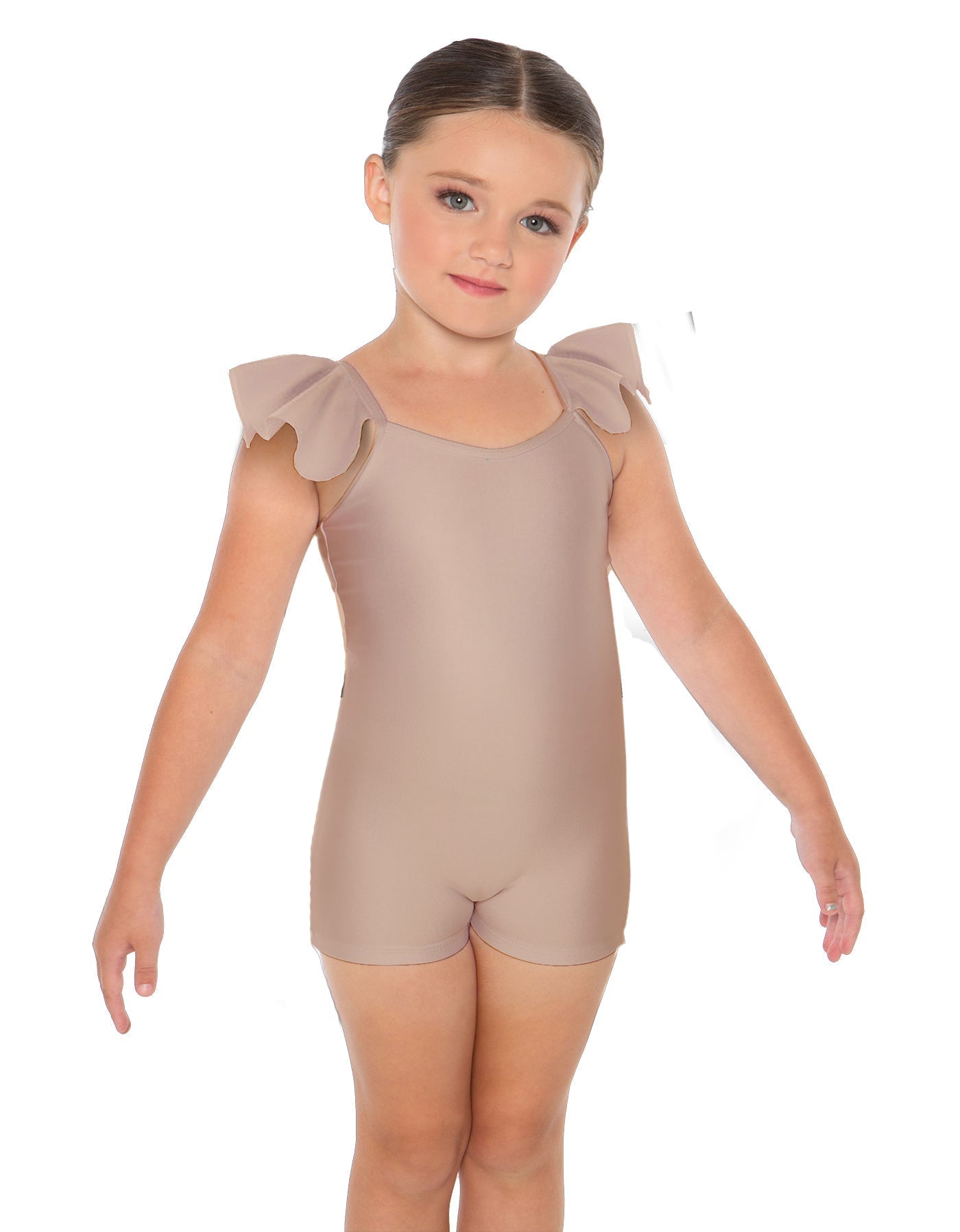 Solid Lycra Camisole Flutter Sleeve Biketard