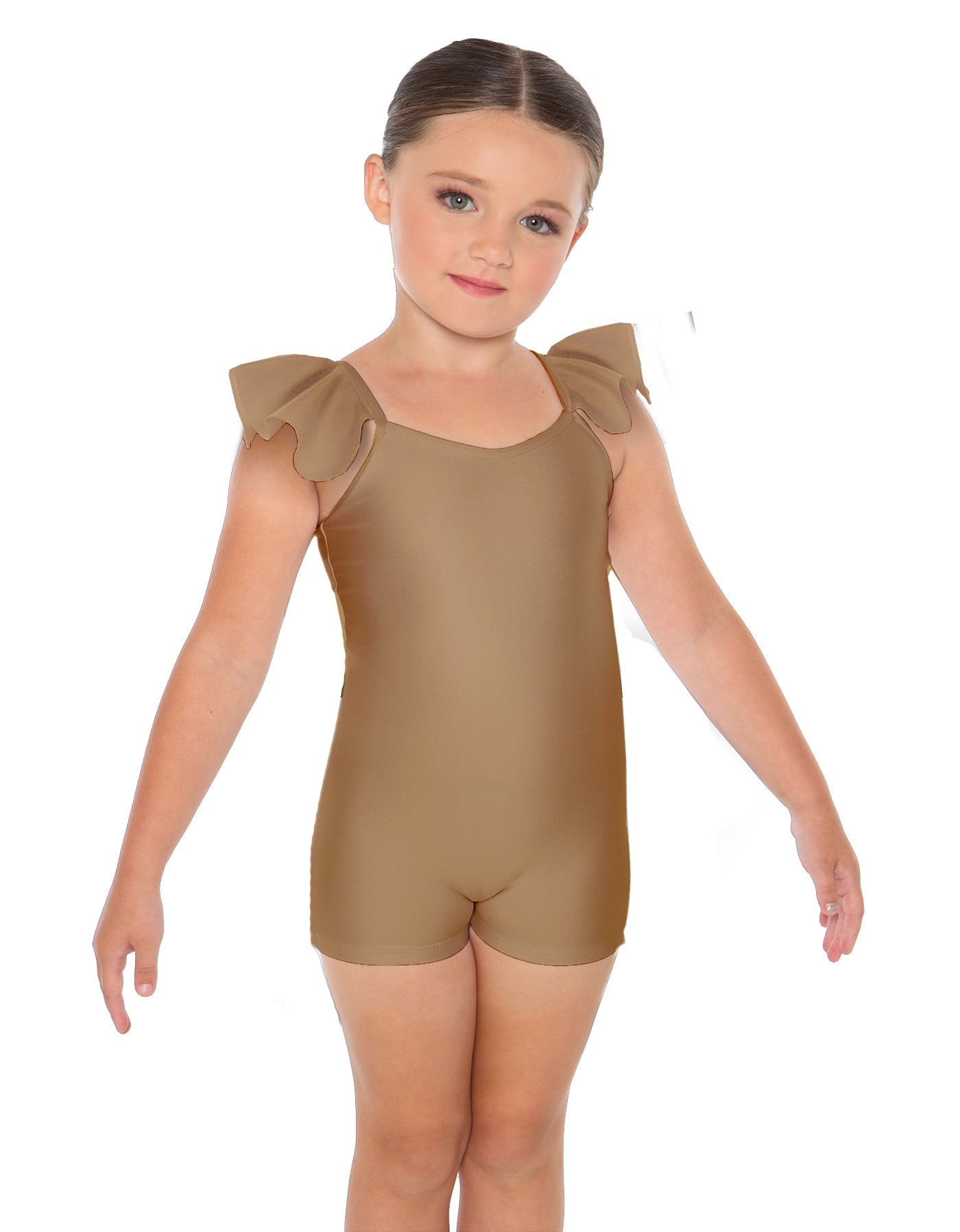 Solid Lycra Camisole Flutter Sleeve Biketard