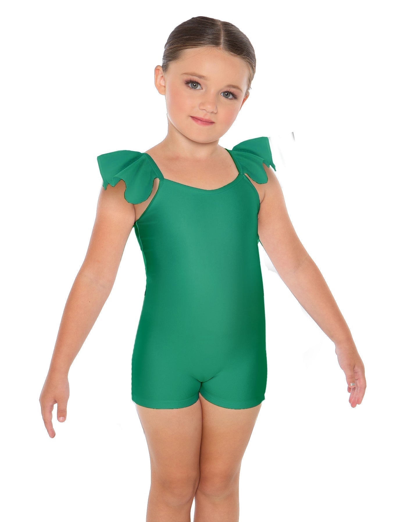 Solid Lycra Camisole Flutter Sleeve Biketard