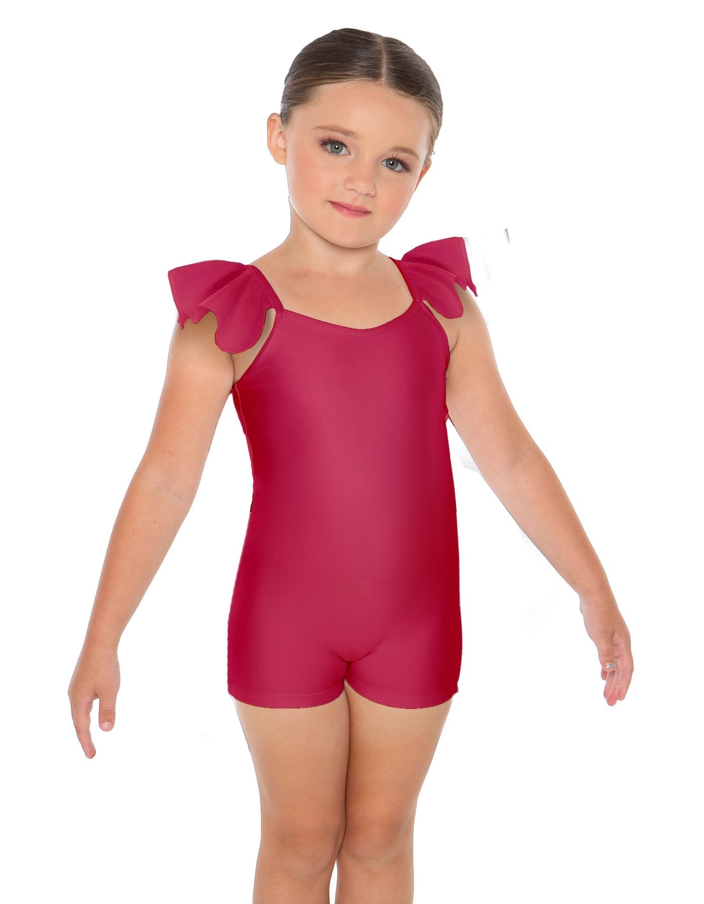 Solid Lycra Camisole Flutter Sleeve Biketard