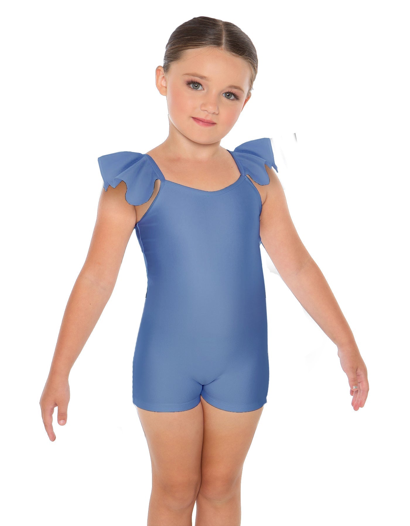 Solid Lycra Camisole Flutter Sleeve Biketard