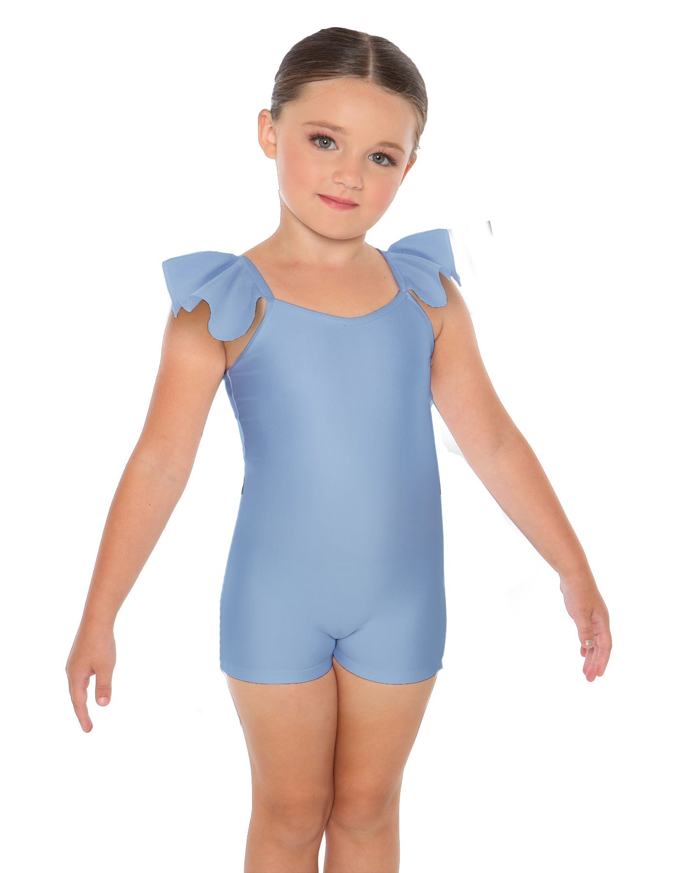 Solid Lycra Camisole Flutter Sleeve Biketard