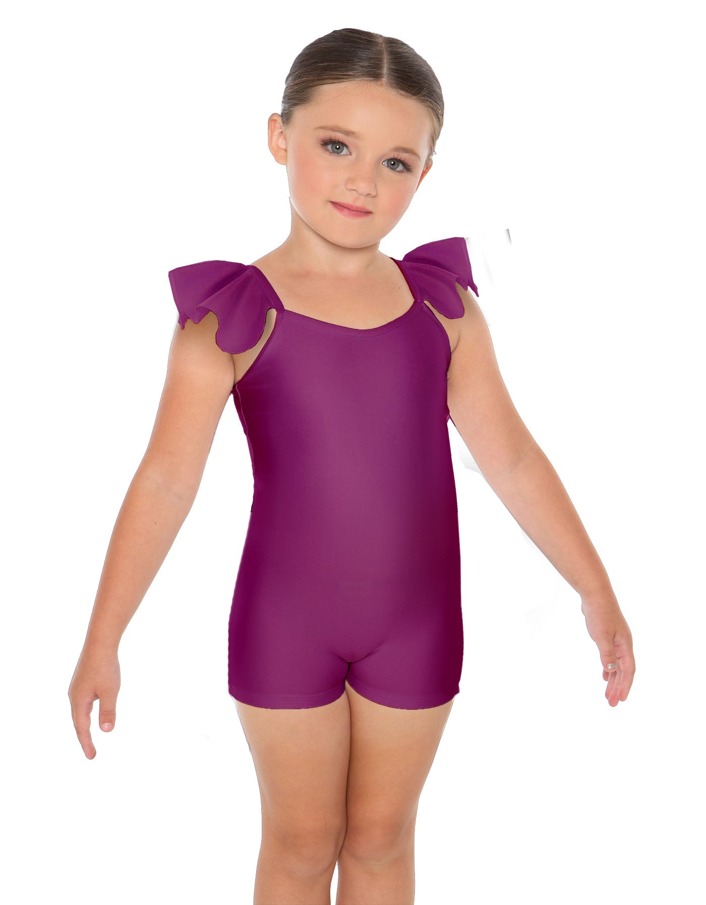 Solid Lycra Camisole Flutter Sleeve Biketard