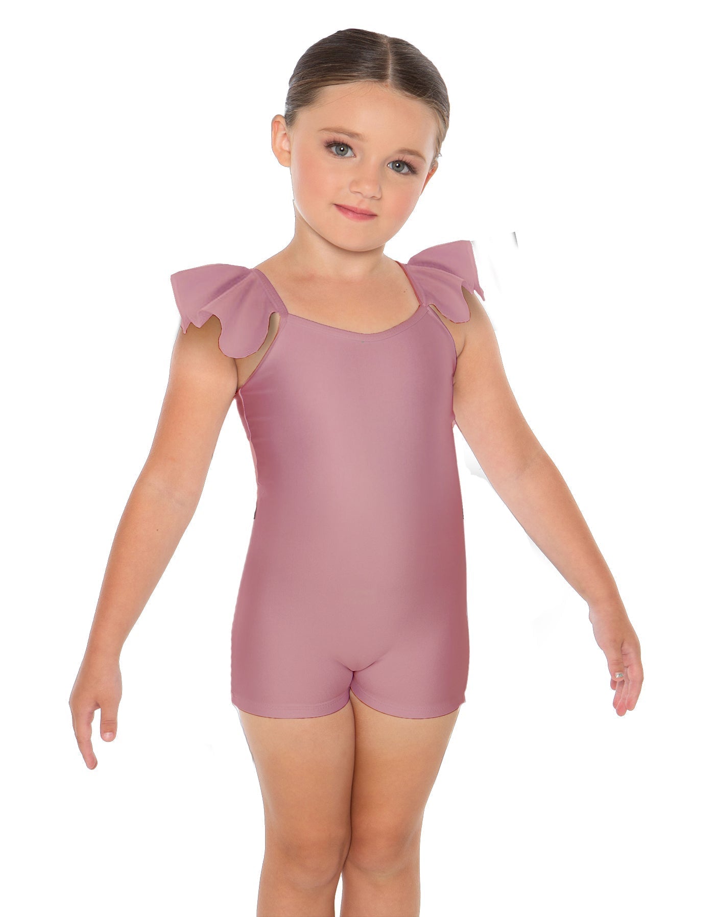 Solid Lycra Camisole Flutter Sleeve Biketard