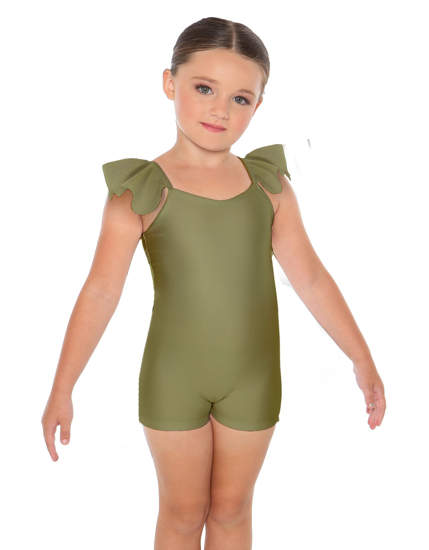 Solid Lycra Camisole Flutter Sleeve Biketard