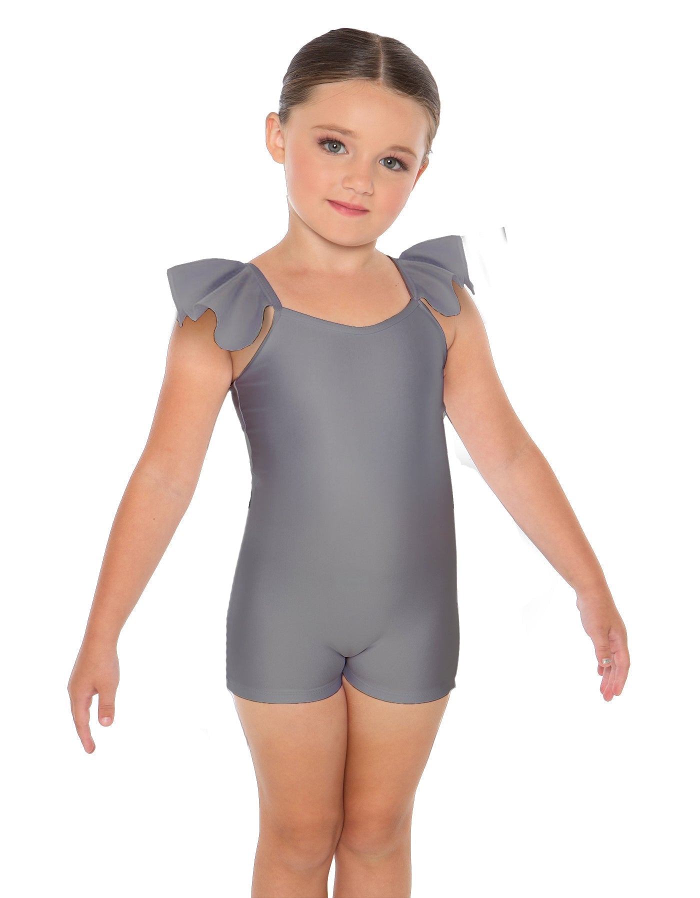 Solid Lycra Camisole Flutter Sleeve Biketard