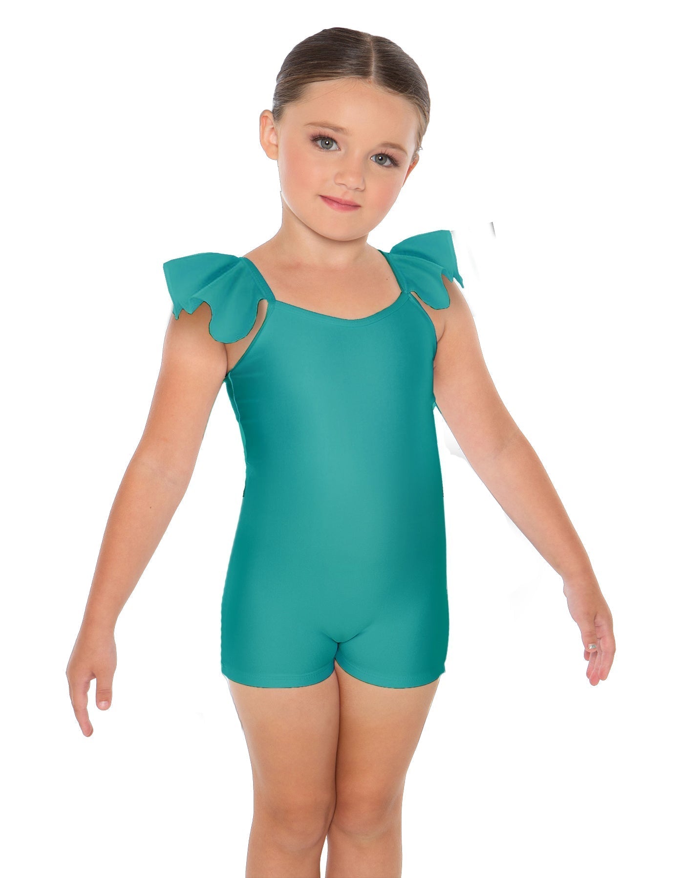 Solid Lycra Camisole Flutter Sleeve Biketard