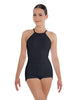 Solid Lycra Halter Covered Back Biketard