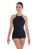 Solid Lycra Halter Covered Back Biketard