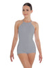 Solid Lycra Halter Covered Back Biketard