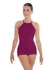 Solid Lycra Halter Covered Back Biketard