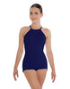 Solid Lycra Halter Covered Back Biketard