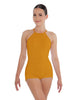 Solid Lycra Halter Covered Back Biketard