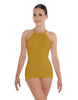Solid Lycra Halter Covered Back Biketard