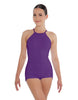 Solid Lycra Halter Covered Back Biketard