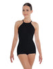 Solid Lycra Halter Covered Back Biketard