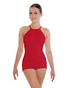 Solid Lycra Halter Covered Back Biketard