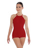 Solid Lycra Halter Covered Back Biketard