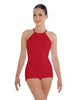 Solid Lycra Halter Covered Back Biketard