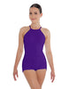 Solid Lycra Halter Covered Back Biketard
