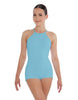 Solid Lycra Halter Covered Back Biketard