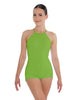 Solid Lycra Halter Covered Back Biketard
