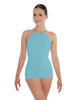 Solid Lycra Halter Covered Back Biketard