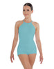 Solid Lycra Halter Covered Back Biketard