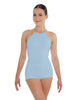 Solid Lycra Halter Covered Back Biketard