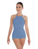 Solid Lycra Halter Covered Back Biketard