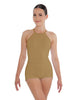 Solid Lycra Halter Covered Back Biketard