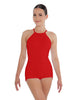 Solid Lycra Halter Covered Back Biketard