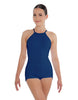 Solid Lycra Halter Covered Back Biketard